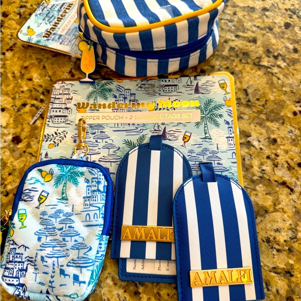 Blue and White Travel Set NWT